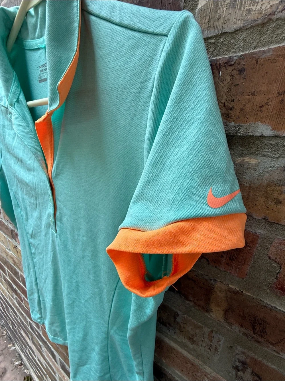 Nike Dri-Fit Golf Teal Orange Polo Women’s Size Large Top Shirt